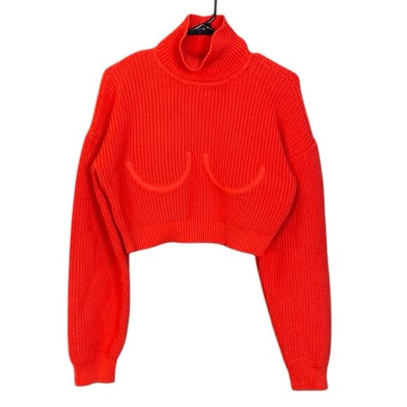Simon Miller CY Wide Gauge Under Boob Outline Cotton Knit Sweater in Red M/L - Picture 1 of 3